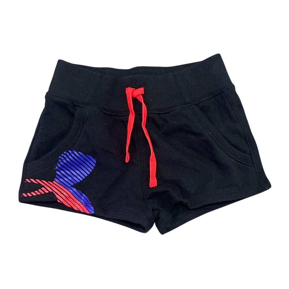 UNDER ARMOUR Shorts Girls Sz Youth XS Black Striped Logo Loose